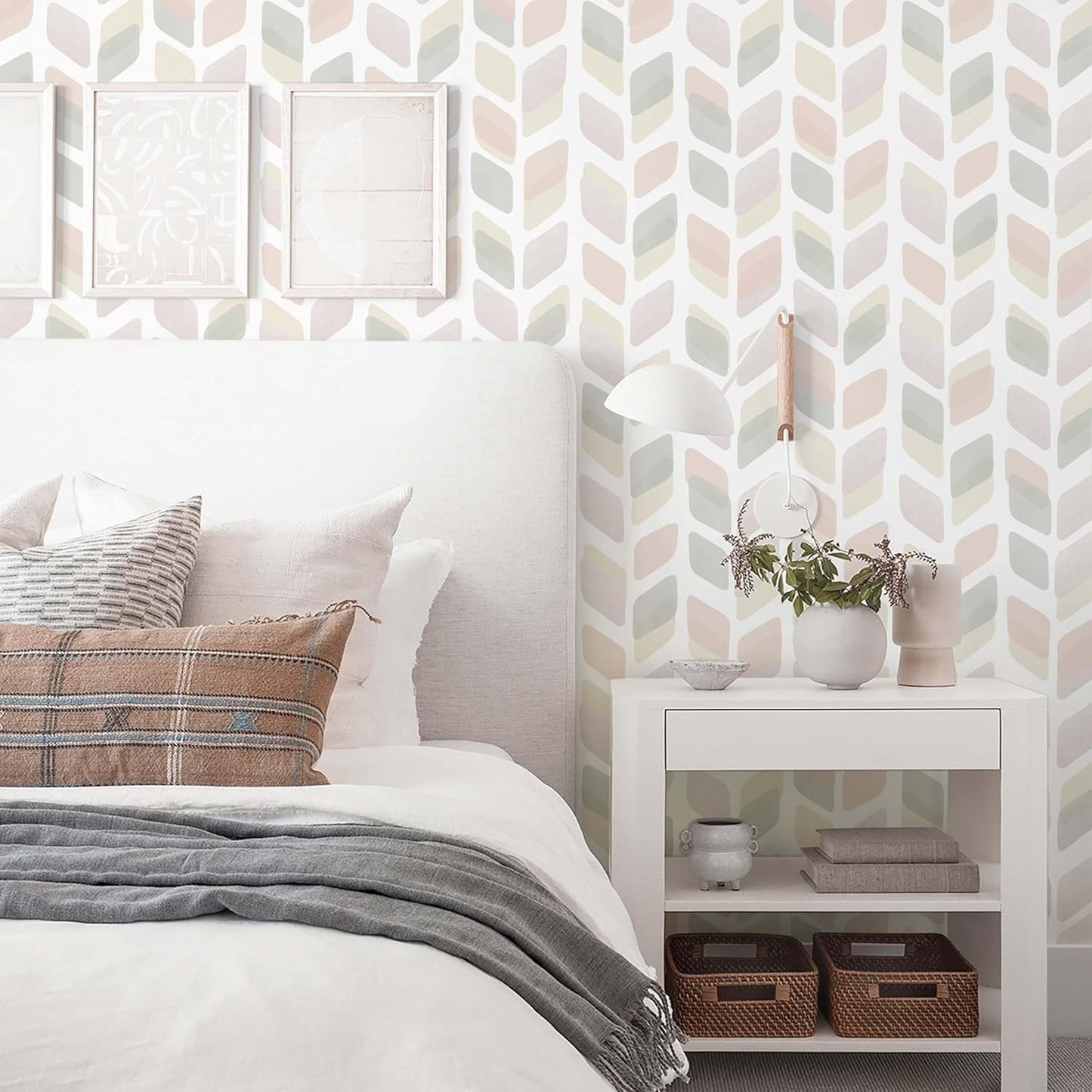 Boho Wallpaper Neutral Peel and Stick Wallpaper 78.7"x17.3" Geometric Wall Paper Beige and White Contact Paper Textured Removable Vinyl Waterproof for Bedroom Farmhouse Kitchen Bathroom