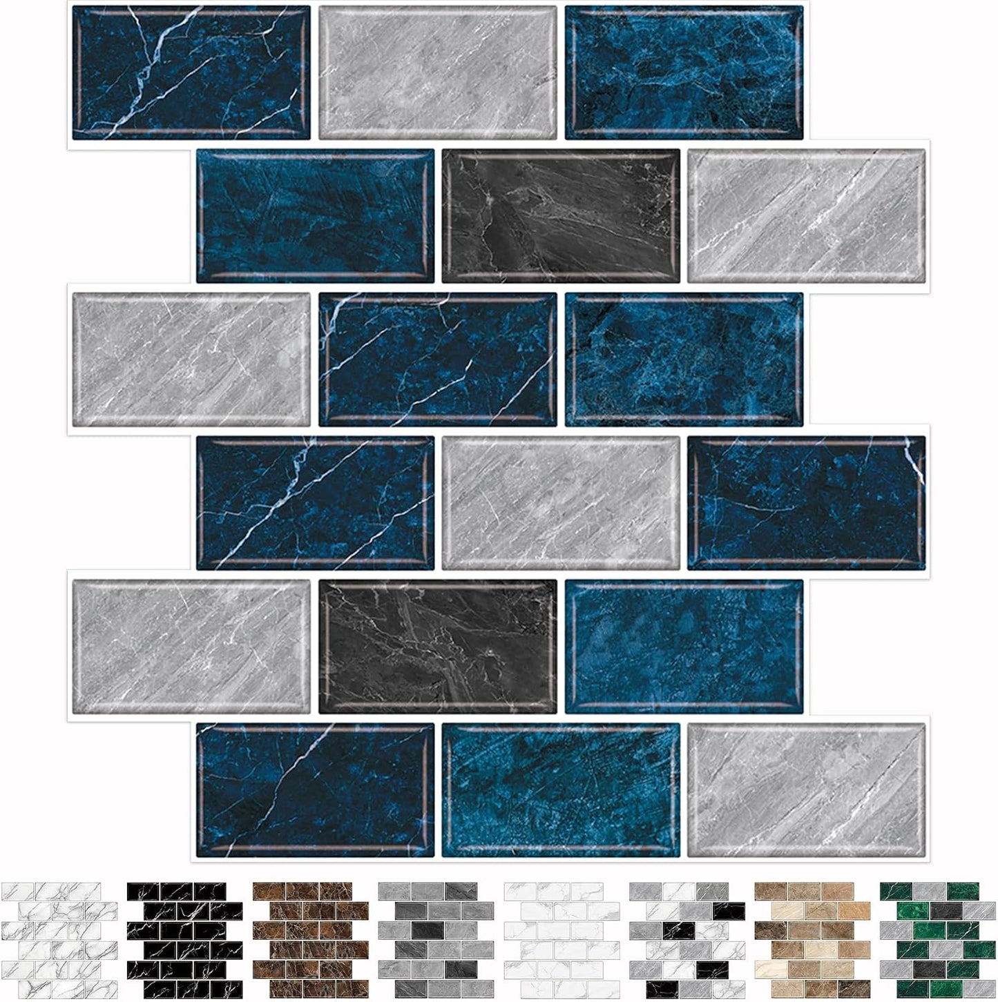 URCOLOR 10-Sheet Stick on Backsplash for Kitchen,12"x12" Peel and Stick Self Adhesive Wall Tiles Back Splashes for Bathroom Brown Marble Look