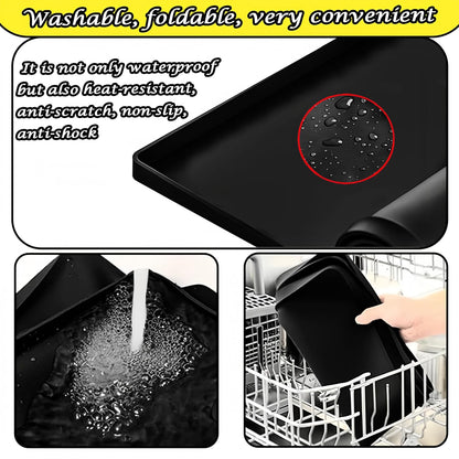 27×27inch Washer Drain Pan Silicone Mat, With Raised Edge Washing Machine Silicone Mat, Multi-function Non Slip, Soft Foldable Portable Waterproof Pad（grey）