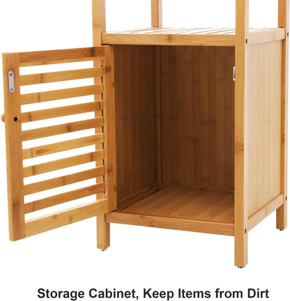SONGMICS Bamboo Rolling Cart, 3-Tier Utility Cart on Wheels, Slim Narrow Storage Shelf, Bamboo Shelves, Space-Saving, Multifunctional, for Bathroom, Kitchen, White and Natural UBCB083N02