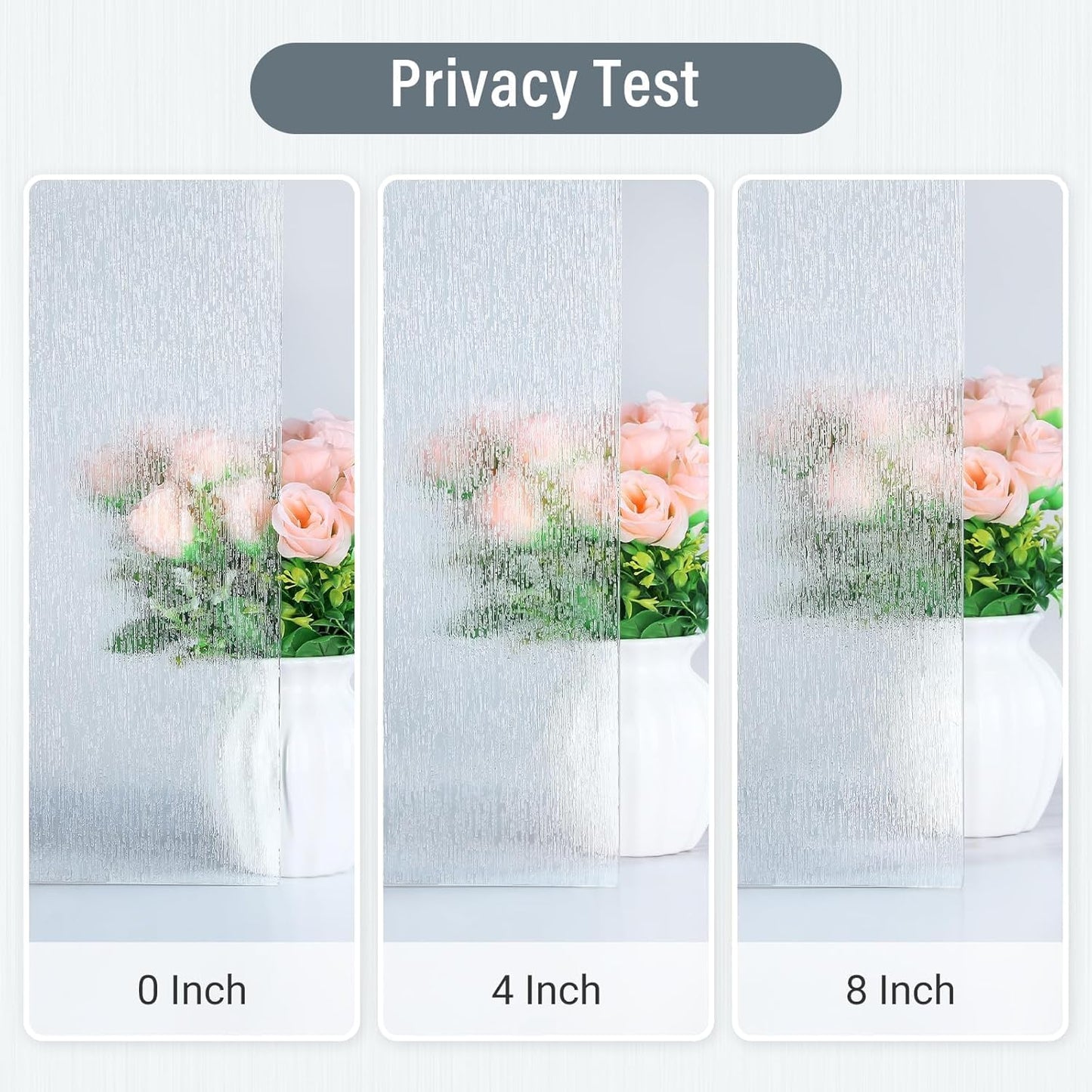 LUTE Reeded Glass Window Privacy Film, Frosted Glass Film, Removable 3D Decorative Decals Sun Blocking Anti UV Door Window Cover, No Glue Static Cling Vinyl for Bathroom Home Office, 17.5" x 78.7"