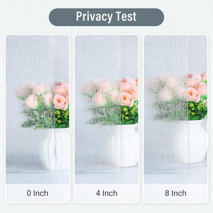 LUTE Reeded Glass Window Privacy Film, Frosted Glass Film, Removable 3D Decorative Decals Sun Blocking Anti UV Door Window Cover, No Glue Static Cling Vinyl for Bathroom Home Office, 17.5" x 78.7"