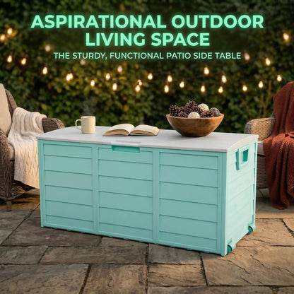 75 Gallon Outdoor Storage Box, 260L Waterproof Resin Deck Box for Patio Furniture Cushions, Garden Tools and Yard Accessories, Lockable Storage Chest with Wheels and Handles (Brown)