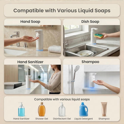 GentleJet CrystalJet Automatic Liquid Soap Dispenser – Touchless Sensor, Stainless Steel, USB-C Rechargeable, Waterproof Kitchen & Bathroom Countertop Soap Dispenser, 300 ml
