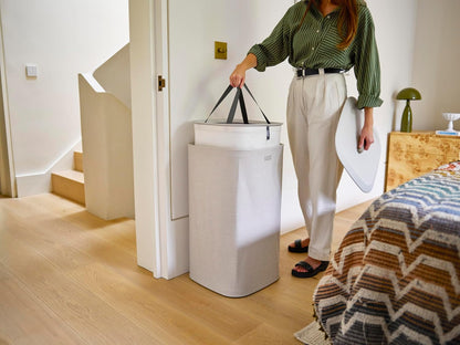 Joseph Joseph Tota Trio 90 liter/23.8 gallon Laundry Hamper Separation Basket with lid, 3 Removable Washing Bags with Handles- Ecru