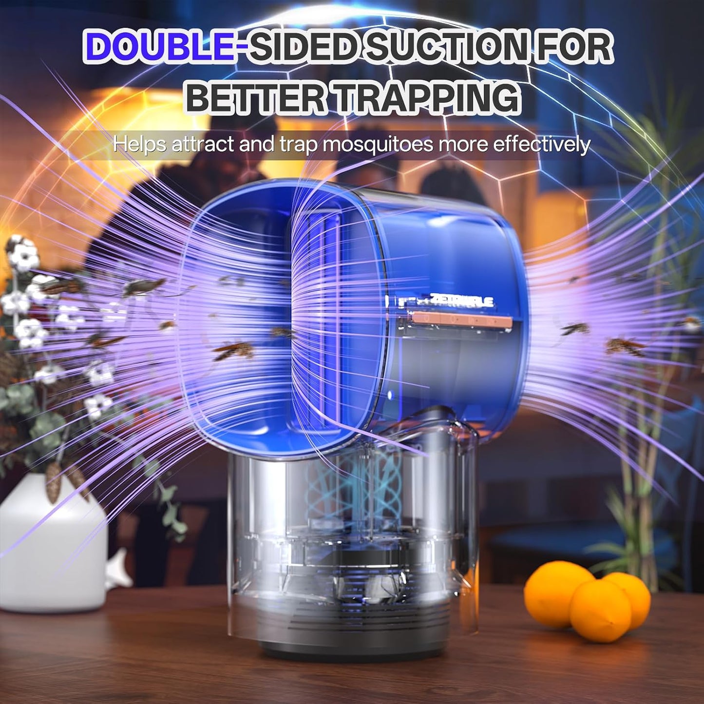 Fruit Fly Traps for Indoors, Gnat and Insects Catcher for House with UV Light, Heat Lure, Fan Suction, Ideal for Kitchen, Patio, Plant Pots, Bedroom, 5 Sticky Pads Included, USB-C Powered