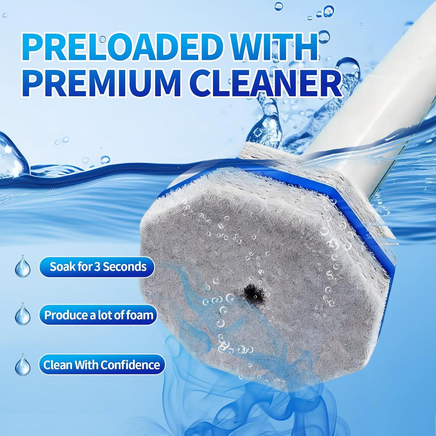 Disposable Toilet Bowl Brush with 36 Toilet Wand Refills Pads Replacement Heads, Toilet Cleaning Stick,Toilet Bowl Cleaner Wands Holder and Set, Toilet Cleaning System Starter Kit