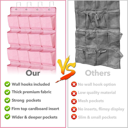 homyfort Over the Door Shoe Organizer, Hanging Shoe Rack Storage Holder with 24 Large Pockets for Closet Door, Men Women Kids Shoes, Cruise (Black)