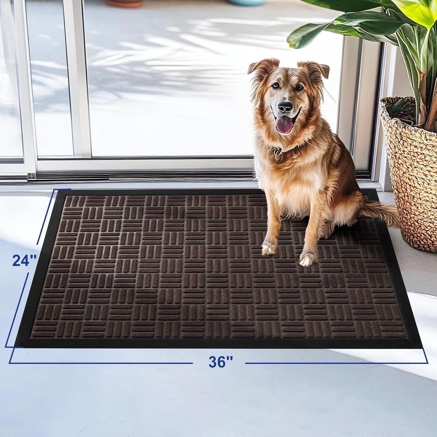 Mibao Front Door Mat, Heavy Duty Durable Welcome Mat for Outdoor Indoor, Dirt Trapper Waterproof Super Absorbent Door Mat for Entryway Outside Patio Porch, 29.5" x 17", Grey