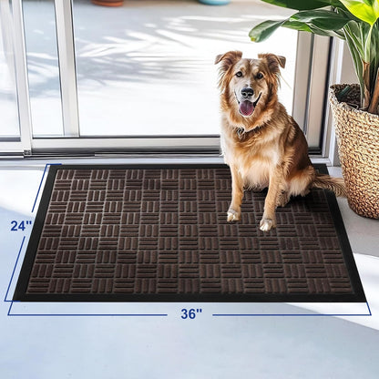 Mibao Front Door Mat, Heavy Duty Durable Welcome Mat for Outdoor Indoor, Dirt Trapper Waterproof Super Absorbent Door Mat for Entryway Outside Patio Porch, 29.5" x 17", Grey