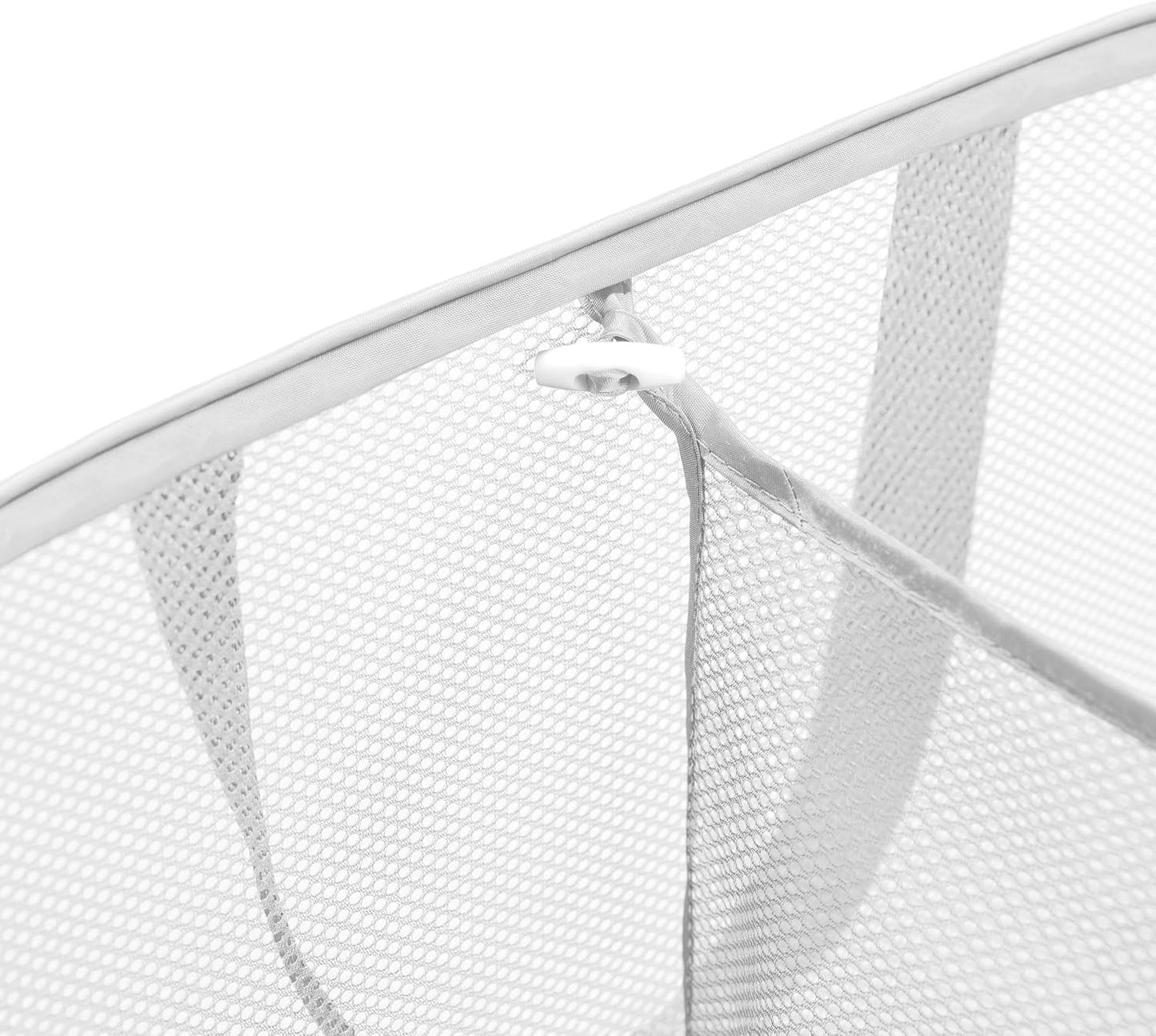 Handy Laundry Collapsible Laundry Basket, 3-Compartment Mesh Laundry Sorter, Foldable Pop Up Hamper with Handles, Space-Saving Durable Organizer for Dorm, Bedroom, Travel, White