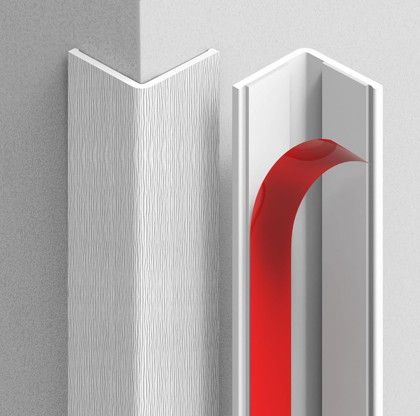 Wall Corner Protector, Walls Edge Protector，Self-Adhesive Wall Corner Guards,PVC Double Side Edge Protector， Furniture Stairs Guard (Gray 2PCS 90cm/35.4in)