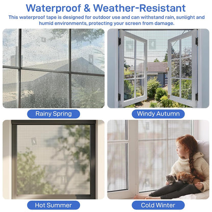 Window Screen Repair Tape 2 in x 40 FT Fiberglass Strong Adhesive Screen Patch, Waterproof Mesh Repair Kit for Window & Door Screen Holes Tears - Black