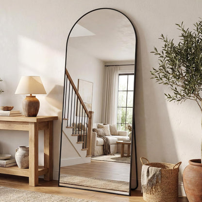 Antok 58" x19” Arched Full Length Floor Mirror, Gold Aluminum Frame, Free Standing/Wall Mount/Leaning for Bedroom, Living Room, Dressing Room