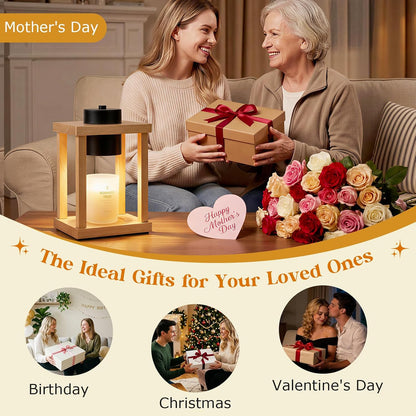 Candle Warmer Lamp Wood with Timer, Dimmable Electric Candle Lamp Warmer for Jar Candles, 2*35 Watt Bulb, Mothers Day Birthday Gifts for Women Men, Decorative Wooden Candle Lamp for Bedroom Home Decor