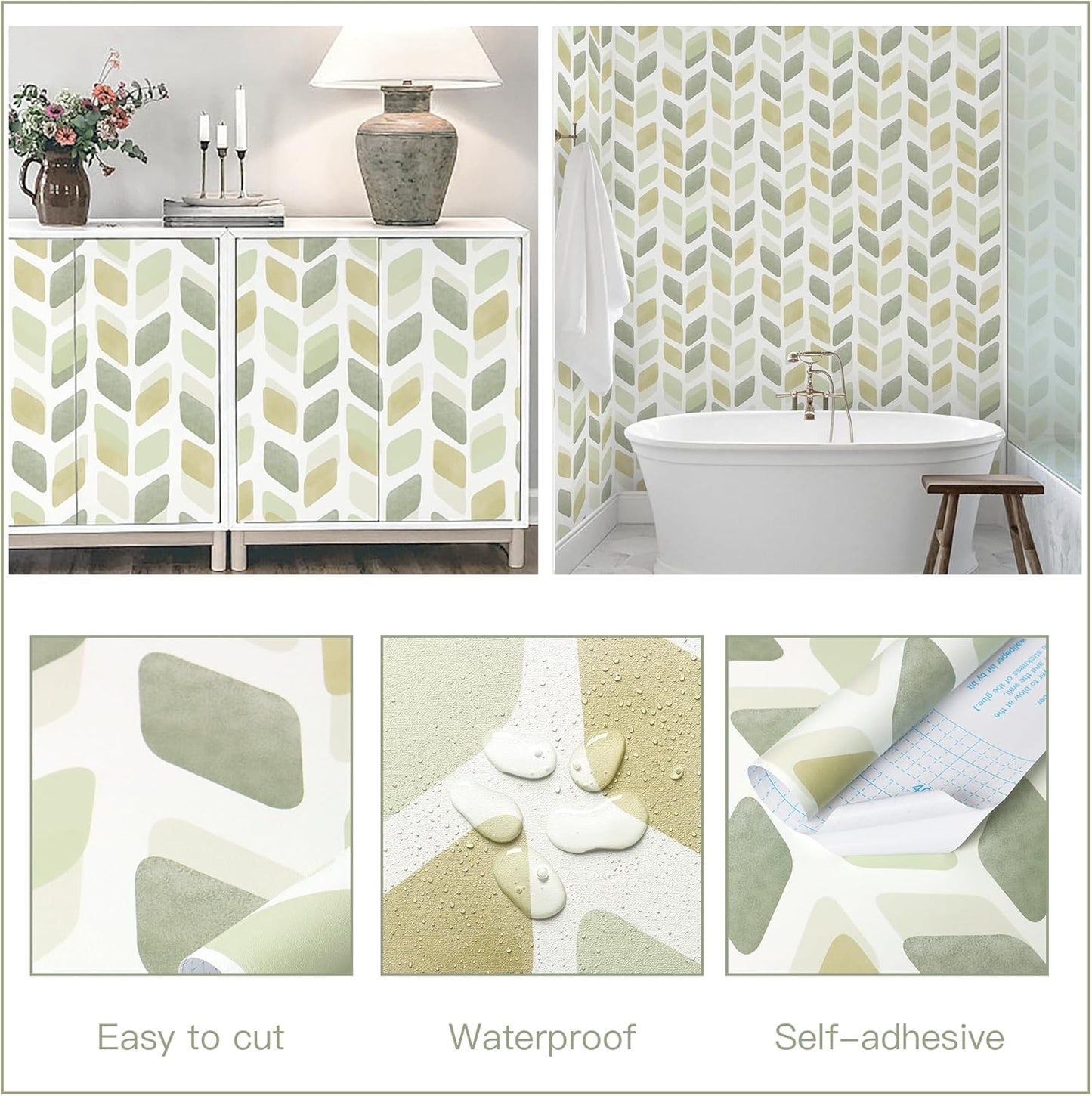 Boho Wallpaper Neutral Peel and Stick Wallpaper 78.7"x17.3" Geometric Wall Paper Beige and White Contact Paper Textured Removable Vinyl Waterproof for Bedroom Farmhouse Kitchen Bathroom
