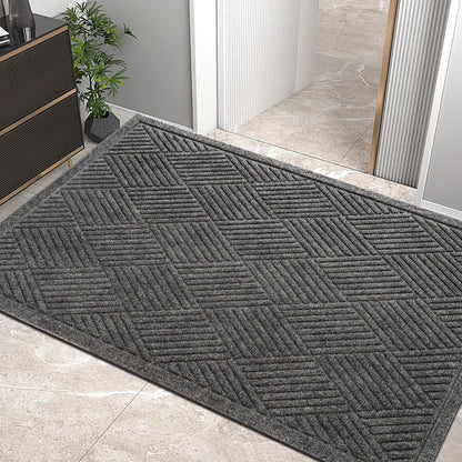 HIYARD Sturdy Front Door Mat, Absorbent Muddy Dirt Resist Welcome Door Mats Outdoor Indoor, Stain and Fade Resistant, Non-Slip Rubber Backing Low Profile Doormat for Entryway, 30×17, Beige