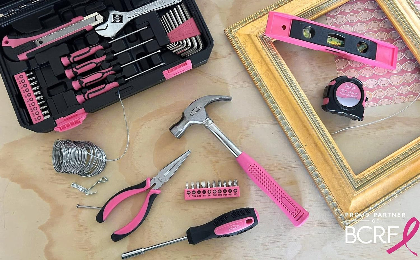 Apollo Tools Original 39 Piece General Household Tool Set in Toolbox Storage Case with Essential Hand Tools for Everyday Home Repairs, DIY and Crafts Red/Black - DT9706