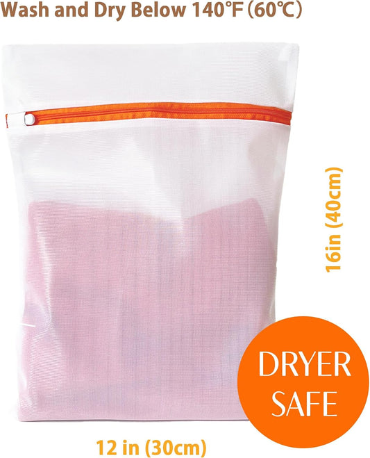 4 Pack Mesh Laundry Bags for Delicates 12inx16in LAUNDRY CLUB® | Dryer Safe, Breathable Fine Net, Sturdy Anti-Rust Zipper, Mesh Laundry Bags for Lingerie, Bra, Underwear, Socks