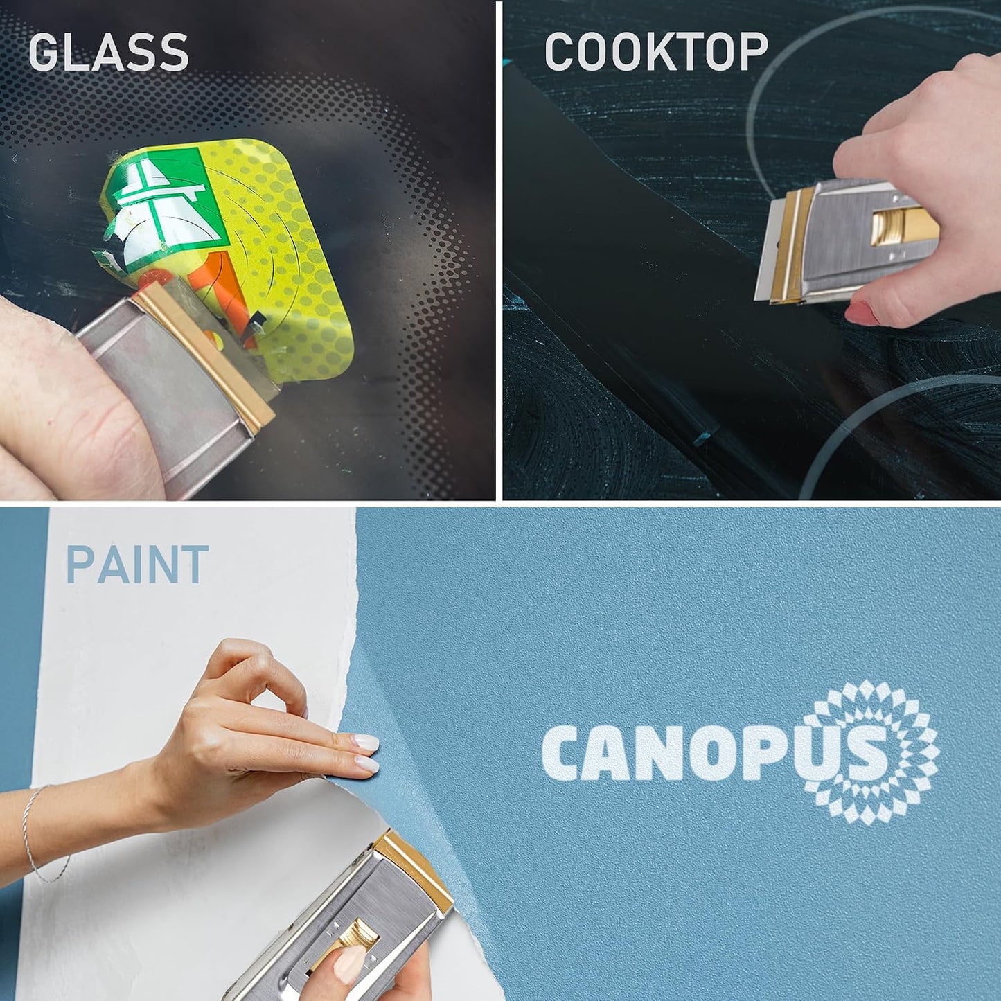 CANOPUS Razor Blade Scraper Tool, Razor Blade Holder, Window Scraper with Razor Blades, Scraper for Glass, Oven, and Cooktop, Sticker Remover Tool, Windshield Scraper