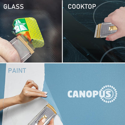 CANOPUS Razor Blade Scraper Tool, Razor Blade Holder, Window Scraper with Razor Blades, Scraper for Glass, Oven, and Cooktop, Sticker Remover Tool, Windshield Scraper