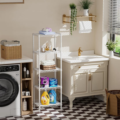 Golpart 4 Tier Adjustable Storage Shelves Metal Utility Shelf Wire Shelving Unit Organizer Rack for Home Kitchen Office Bathroom Pantry Room 12" D x 18" W x 44" H