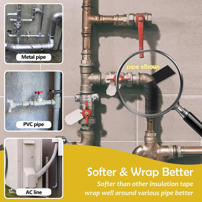 DEMEDO Pipe Insulation Tape, Pipe Wrap Insulation Foam Tape Self Adhesive, Outdoor Water Pipe Insulation Roll for HVAC, AC Line Insulation, 2 inch x 16.5 FT Heat Tape for Water Pipe, White