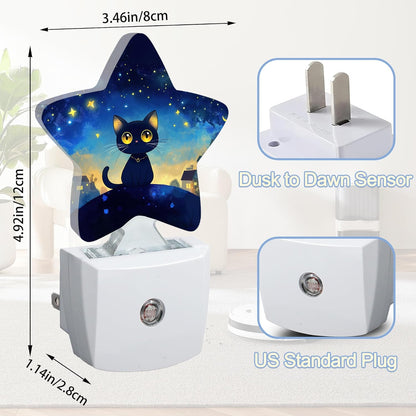Lavender Butterfly Nightlight,Summer Flowers Star Night Lights Plug into Wall Decorations for Bedroom Bathroom,Dusk to Dawn Sensor Kitchen Hallway Stairs Energy Efficient Desk Lamp