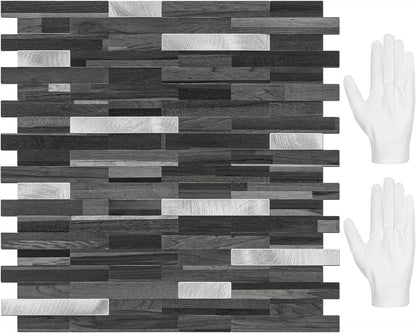 STICKGOO Peel and Stick Backsplash Tile, Stick on Backsplash for Kitchen and Bathroom, Volakas White Look PVC Mixed Metal Silver Self Adhesive Wall Tiles(Sample)
