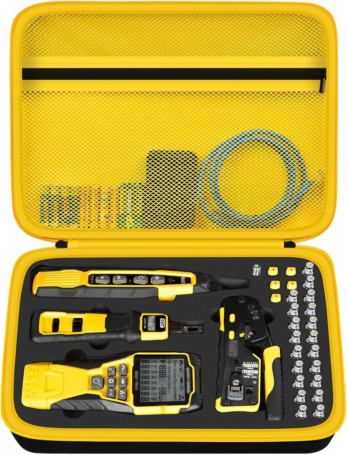 Case Compatible with Klein Tools VDV501-851 VDV500-123 VDV226-110 VDV427-300. Storage Carrying Travel Holder for Cable Tester for Scout Pro 3/ Tracer Probe/Wire Stripper and Accessories- Yellow Zipper