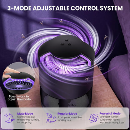 Fruit Fly Traps for Indoors, Catcher & Killer, Indoor Insect Trap | Upgraded Purple Light, Odorless & Quiet, 3-Speed Fan Suction for Gnats & Mosquitoes in Kitchen, Home, and Plants