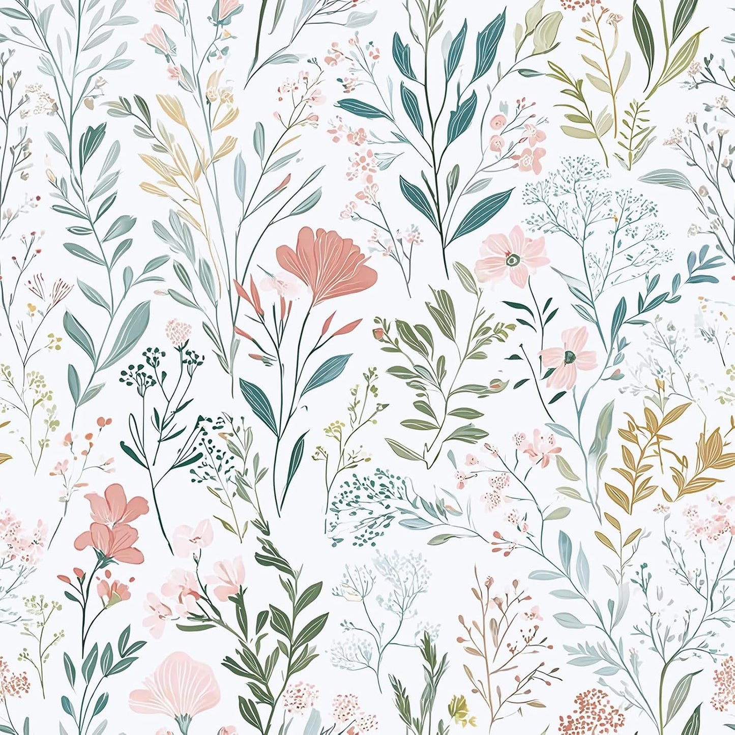 Froluya Floral Peel and Stick Wallpaper Boho Floral Contact Paper 16.9" x 118.1" Modern Wildflower Self Adhesive Wallpaper for Bathroom Flower Decorative Removable Wall Paper for Bedroom Cabinets