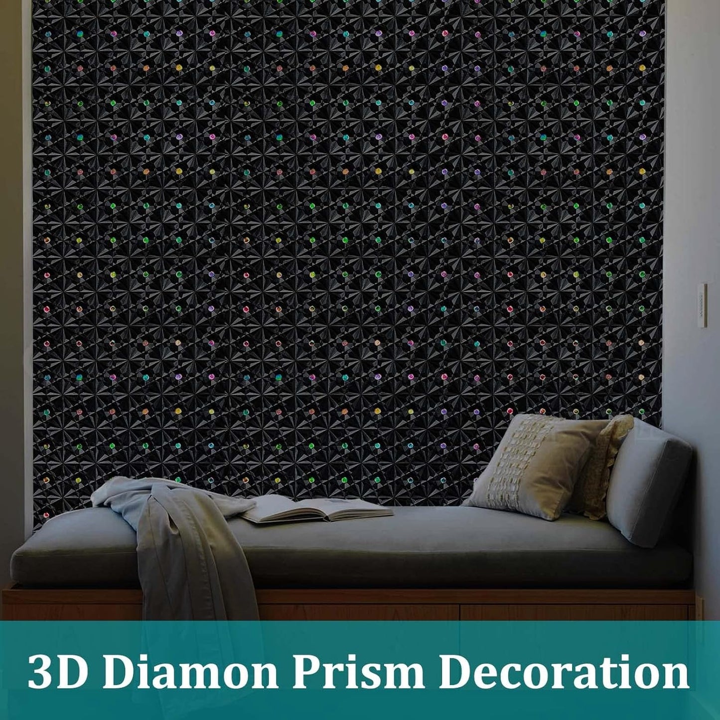 Windimiley 3D Diamond Frosted Window Privacy Film, Static Cling No-Glue Removable Vinyl, UV Blocking Heat Control for Bathroom Bedroom Door, 17.5 x 78.7 inch