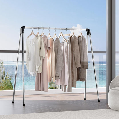 TOOLF 55 Inch Stainless Steel Collapsible Clothes Drying Rack | Drying Rack Clothing, Non Slip Foot Pads, Indoor Outdoor Use, Garments, Sweaters, Towels, Delicate Laundry Daily Wear