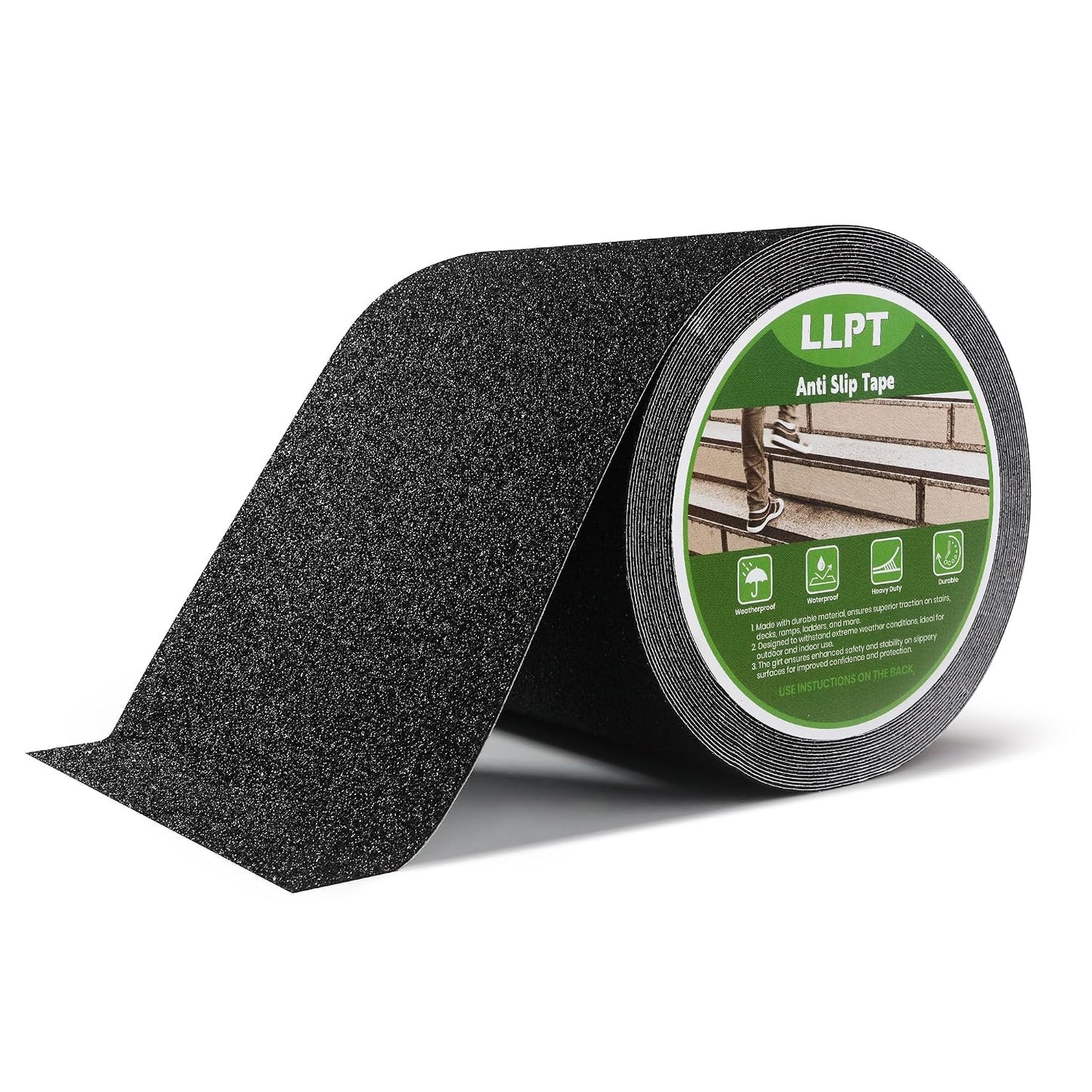 LLPT Grip Tape 2" x 16.5 Ft Ft Black Heavy Duty Anti Slip Tape | Waterproof, Deep Diamond Anti-Slip Texture, Strong Adhesion for House Stairs Ladders Bathroom Floor Steps Staircase Tread