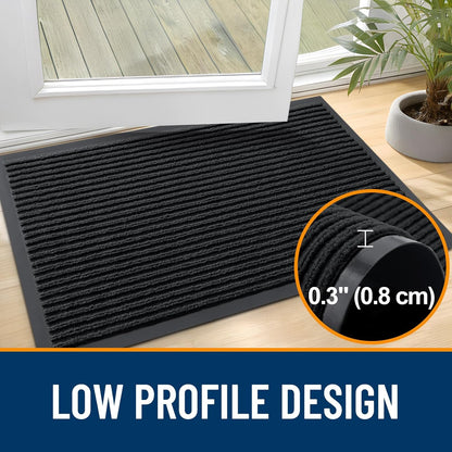 OLANLY Front Door Mat Indoor Outdoor Entrance, 2-Pack 29.5 x 17 Inch, Waterproof Heavy Duty Doormat, Fade Resistant, Low Profile, Easy Clean Patio Porch Welcome Floor Mats for Entry, Grey