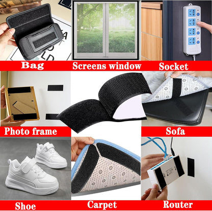 2 Inch x33 Feet Adhesive Hook and Loop Tape,Nylon Heavy Duty Tape Fasteners,Black Double Sided Self Adhesive Interlocking Tape Can Be Used to Fix Screen Window Sofa Cushions Carpet Wall Hanging
