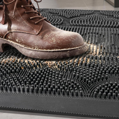 FRAMICS Front Door Mat Outside Entrance, Heavy Duty Rubber Door Mats Outdoor Welcome Mat Waterproof Doormat Non Slip for Entryway Doormats Dirt Trapper Indoor Mats All Seasons, 17 x 30 Inches, Black