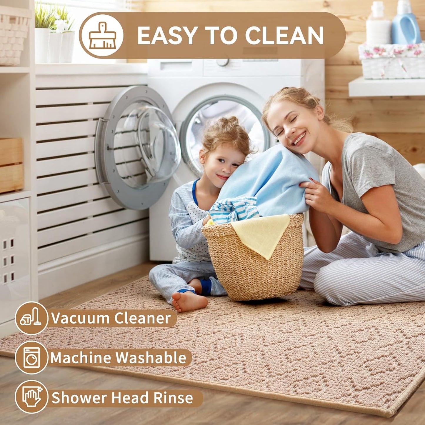 YDKGL Bathroom Rugs Non Slip, Super Absorbent Quick Dry Bath Mats for Bathroom, Foam Weave Texture Thin Bath Rugs Washable with Rubber Backing Fit Under Door Outside Shower,16" x 24“