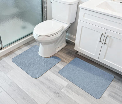 Bath Mat,Ultra Thin Bathroom Rugs,Rubber Bath Mats for Bathroom,No Slip Bath Rugs,Quick Dry,Machine Washable,Low Pile,Absorbent,Shower Outside,Sink,Home Decor Accessories.Grey,1'5"x2'3"(17x27Inch)