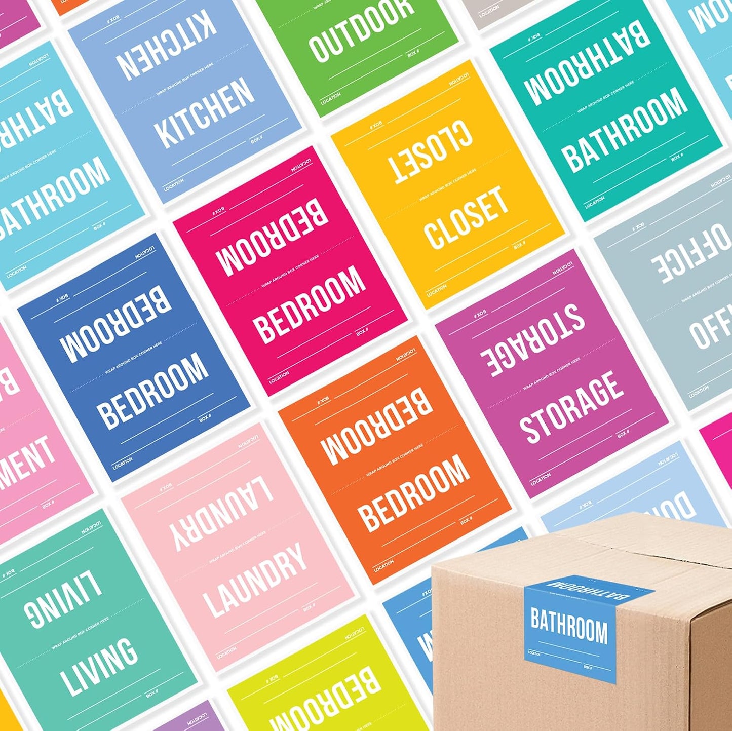 Home Packing Labels - 160 Set Color-Coded Moving Stickers, NEW Easy Peel Backing, Includes Blank Labels for Custom Notes | 4x5 Inches | USA Owned Business