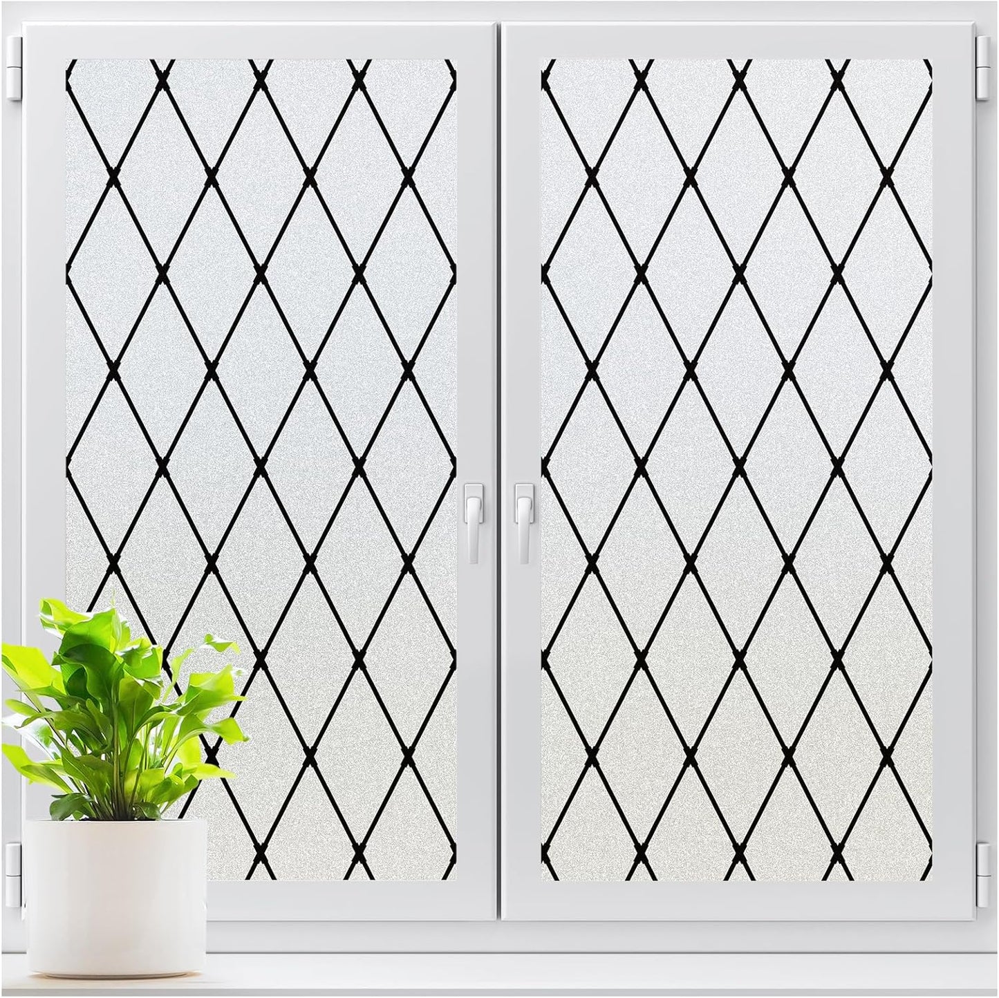 LUTE Window Privacy Film, Frosted Glass Window Film for Bathroom, Static Cling Removable Heat Control Glass Coverings, Non Adhesive Opaque Door Sticker for Home Office (Pure, 17.5" x 78.7")