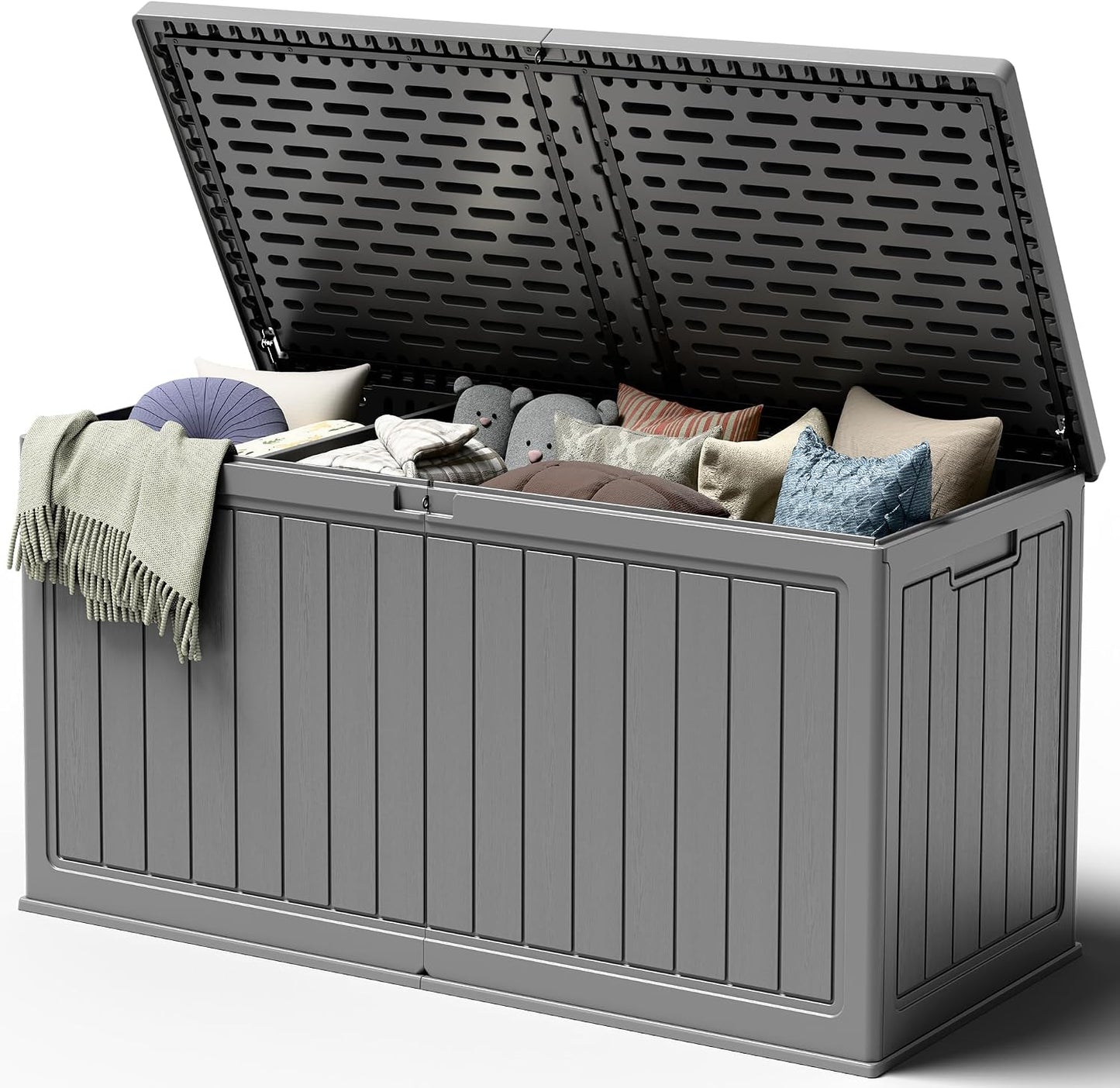 32 Gallon Deck Box Outdoor Indoor Waterproof Storage Box for Patio Furniture, Pool Accessories, Garden Tools, and Cushion Storage, Black