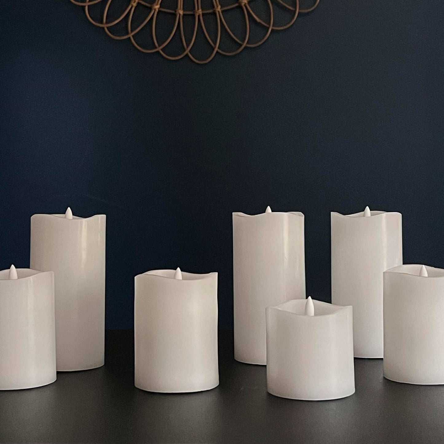Stonebriar 6 Count White Real Wax 3x3 Flameless LED Pillar Candles with Remote and Timer