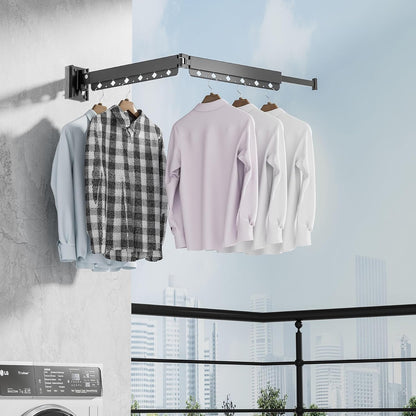 Wall Mounted Clothes Hanger Drying Folding Racks | Full 180° horizontal & vertical pivot