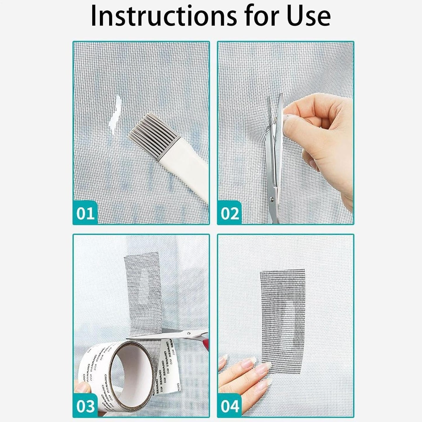 Screen Patch - Window Mesh Tape, Repair Kit with Strong Adhesive, Cuttable Fiberglass Reinforcement, Tent RV Camper Balcony Gazebo Pool Railing Maintenance Accessory Usage