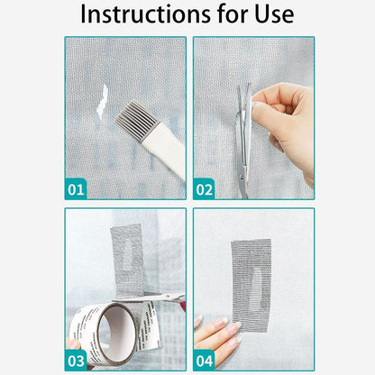 Screen Patch - Window Mesh Tape, Repair Kit with Strong Adhesive, Cuttable Fiberglass Reinforcement, Tent RV Camper Balcony Gazebo Pool Railing Maintenance Accessory Usage