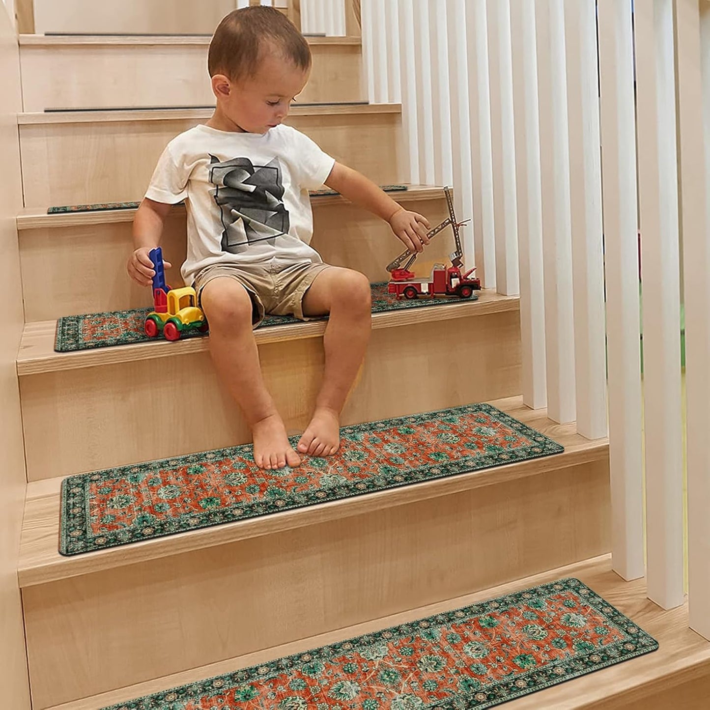 OJIA Extra Non-Slip Stair Treads for Wooden Steps 15PCS, 30"X8" Rubber Indoor Stair Runner Slip Resistant Stair Rugs Safety Mats for Dogs, Kids & Elders, Stairway Grip Step Treads, Gray