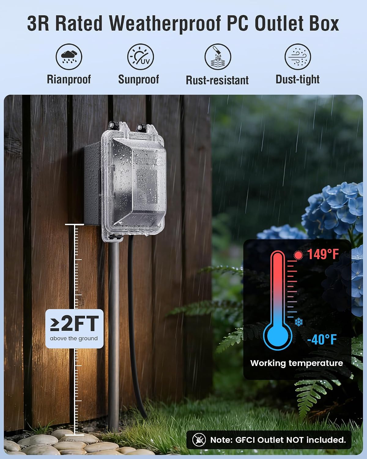 SURAIELEC Outdoor in-Use Outlet Cover, 1-Gang Weatherproof PC Receptacle Cover, Extra-Duty, Horizontal/Vertical Mount, Compatible with GFCI, Duplex Outlets and Switches for Outdoor Use, Black, 1-Pack