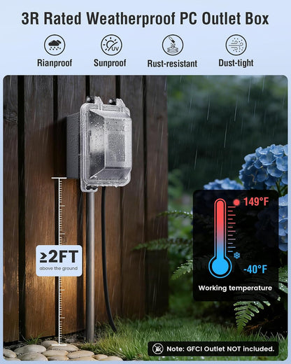 SURAIELEC Outdoor in-Use Outlet Cover, 1-Gang Weatherproof PC Receptacle Cover, Extra-Duty, Horizontal/Vertical Mount, Compatible with GFCI, Duplex Outlets and Switches for Outdoor Use, Black, 1-Pack